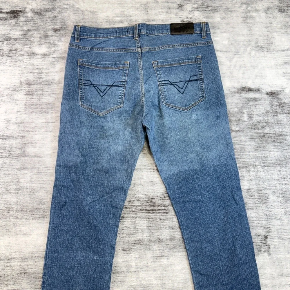 Elevani Los Angeles Mens Straight Leg Denim Jeans Blue Medium‎ Wash Size 34